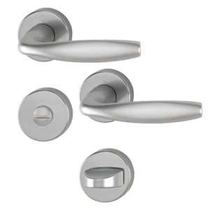 Paire de béquilles sur rosace New-York HOPPE 1810/42K/42KS Aspect Inox - Bec de cane condamnation - 3736208
