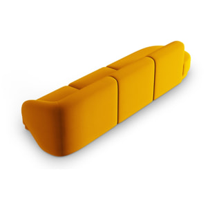 Canapé modulable gauche "Lionel" 4 places en velours jaune