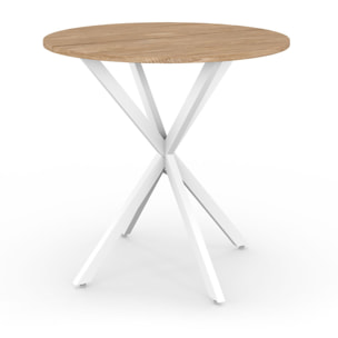 Table à manger ronde Soline Ø80cm bois et blanc
