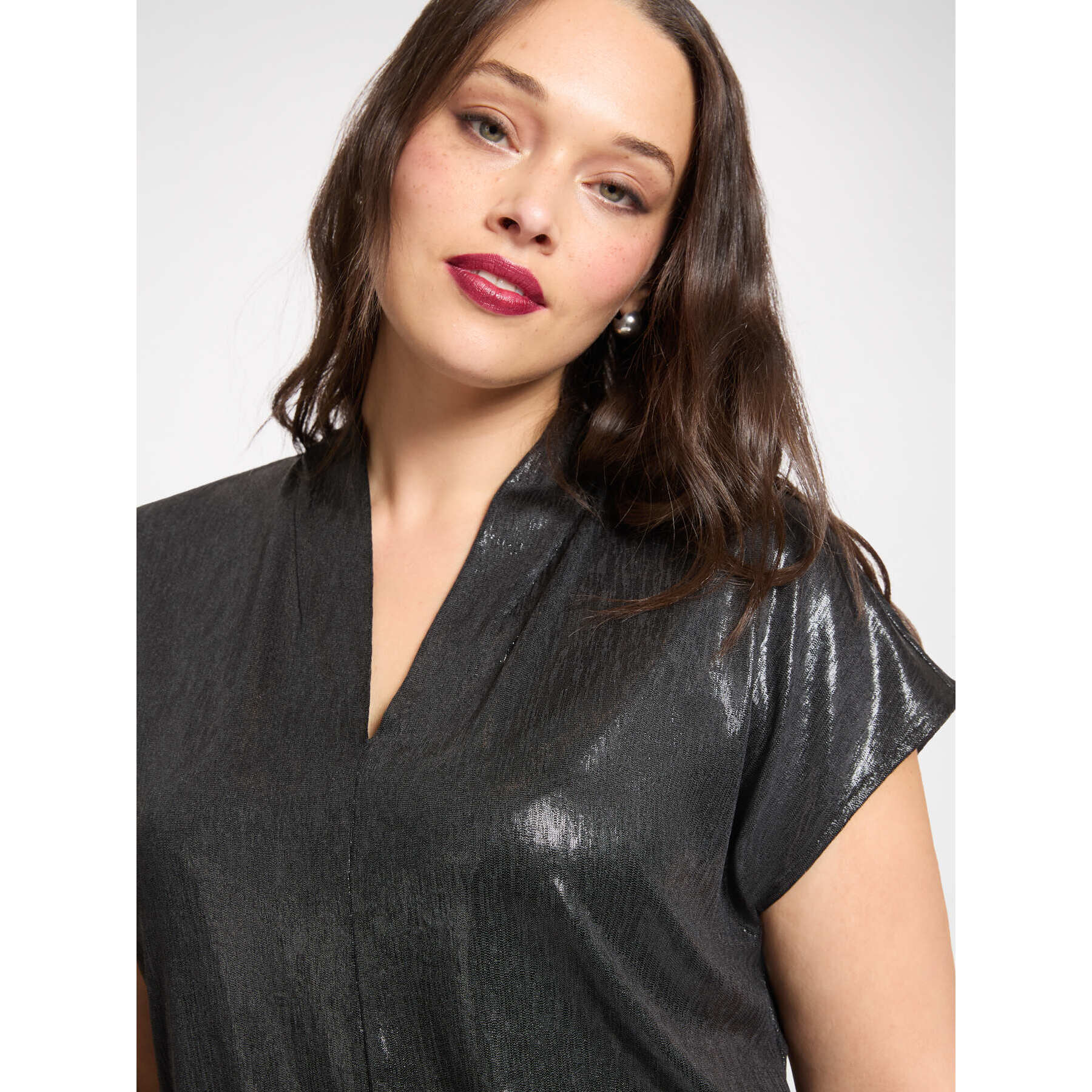 Elena Mirò - Camiseta de punto laminado - Negro