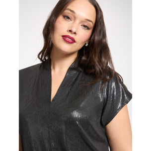 Elena Mirò - Camiseta de punto laminado - Negro