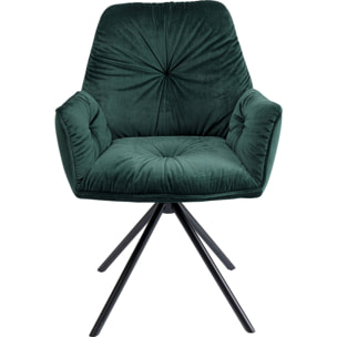 Chaise avec accoudoirs pivotante Mila velours vert Kare Design