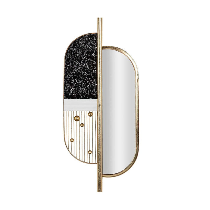 Adorno Pared Metal Espejo Negro Dorado 39x3x90 Cm