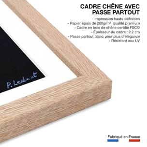 Affiche  signature dorée Affiche + cadre en bois - Chêne