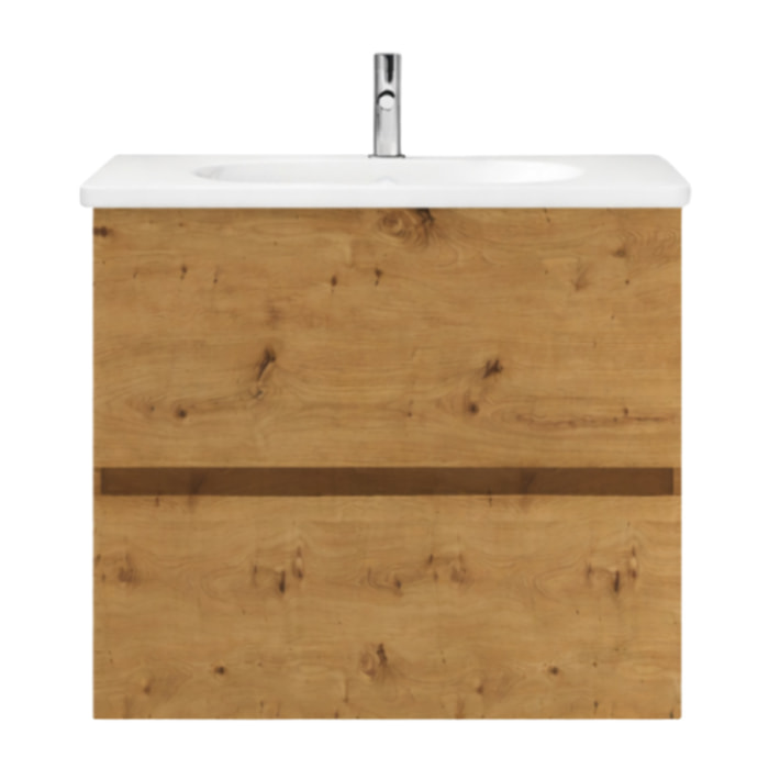 Meuble de salle de bain simple vasque 80 cm BURGBAD Joline chêne