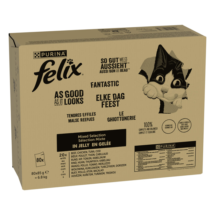 FELIX Tendres Effilés en Gelée Mixte 80x85g