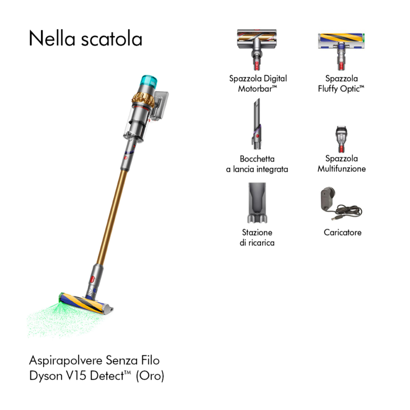 Aspirapolvere senza filo Dyson V15 Detectᵀᴹ Absolute (Gold)