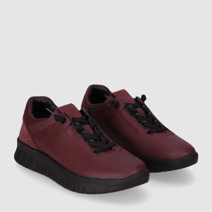 Zapatos de Piel - Burdeos - Tacón: Bajo