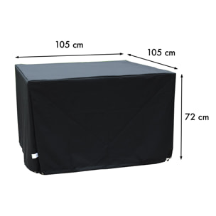 HOUSSE - Housse de protection pour table de jardin 4 places en polyester noir