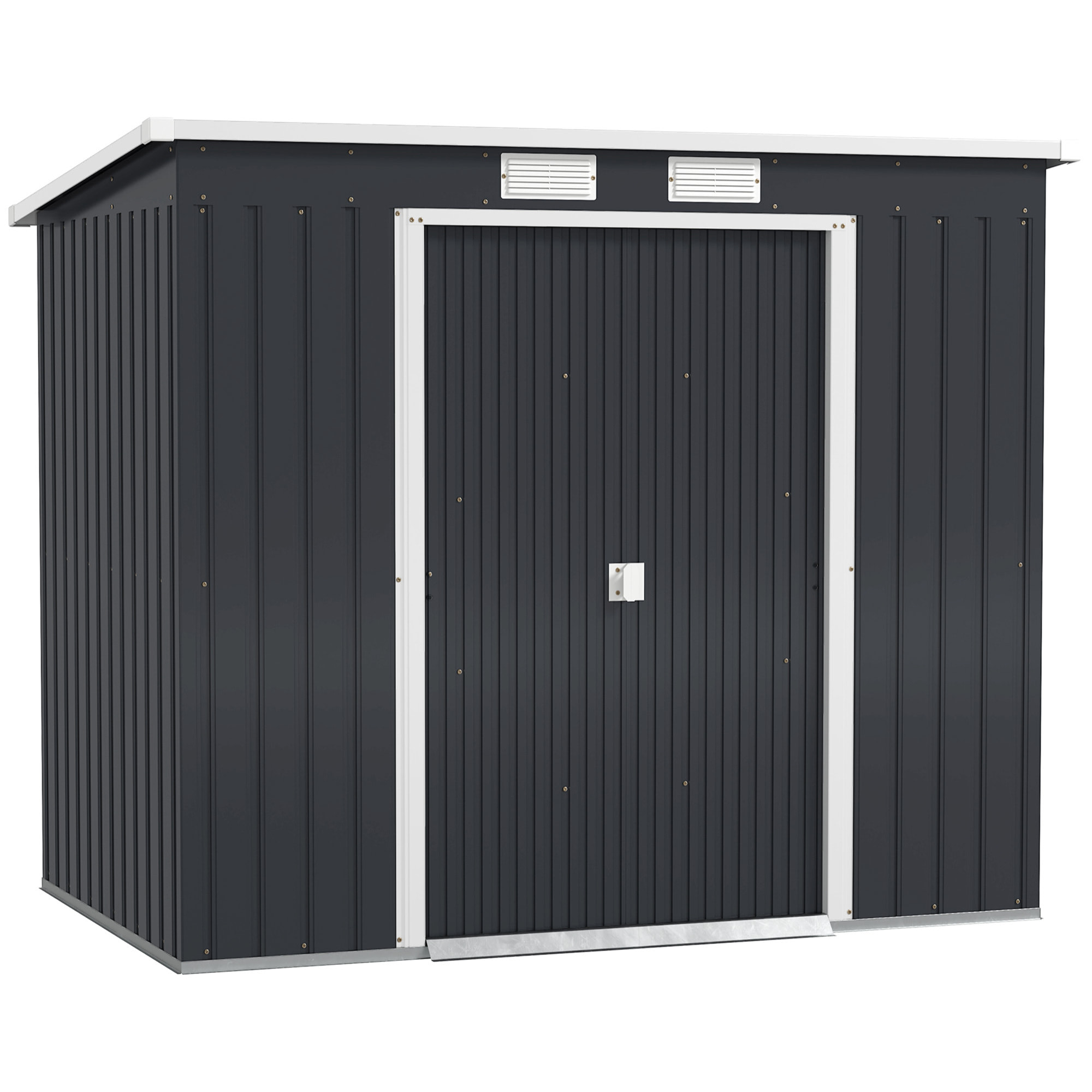 Abri de jardin - fondation incluse - cabanon 2 portes coulissantes - 213 x 130 x 172 cm - tôle acier anthracite
