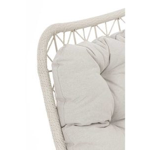 Poltrona girevole da giardino VIGO beige chiaro con intreccio in fibra sintetica e cuscino