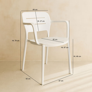 Lot de 4 fauteuils de table blanc en polypropylène SUNSET