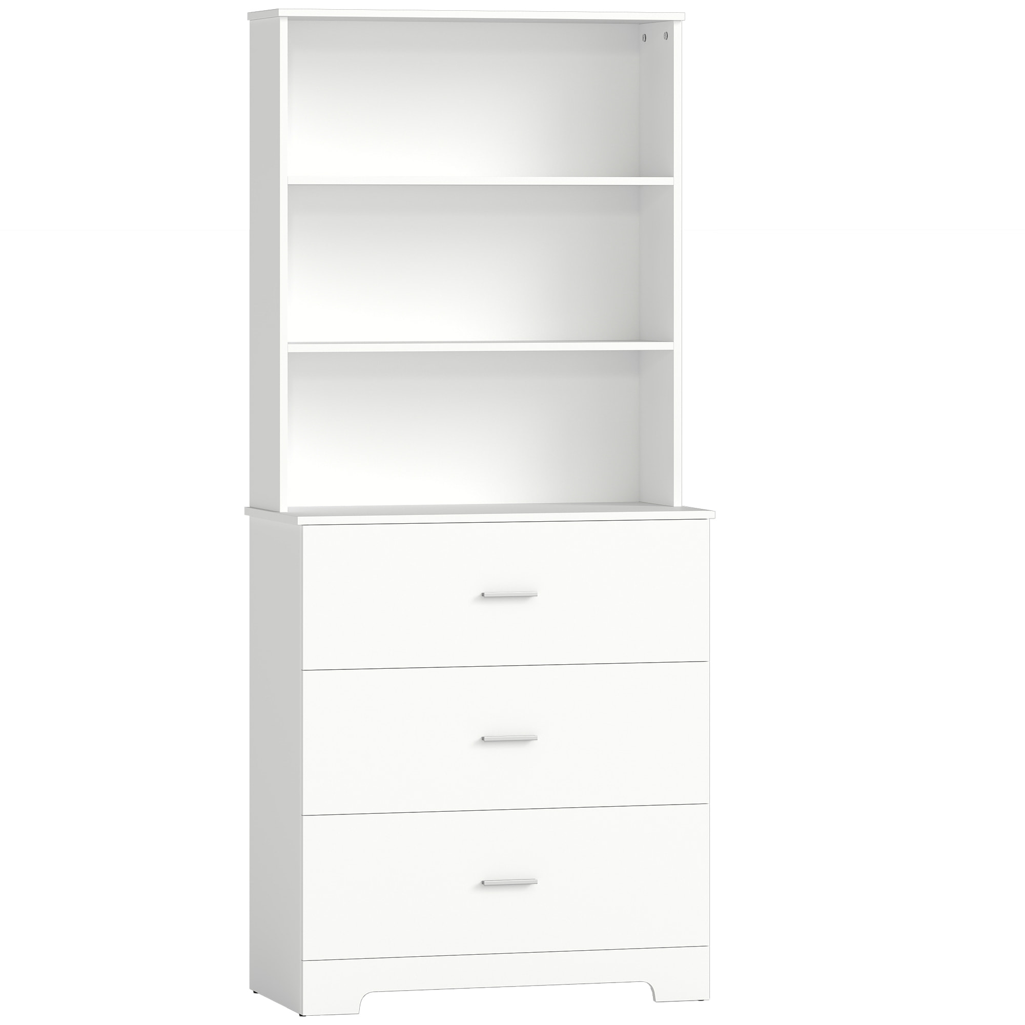 Buffet haut 3 tiroirs 2 étagères dim. 79 x 39 x 182 cm blanc