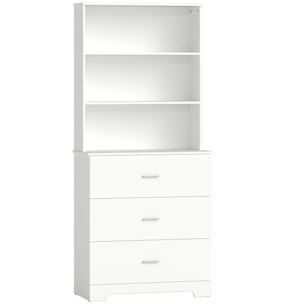 Buffet haut 3 tiroirs 2 étagères dim. 79 x 39 x 182 cm blanc
