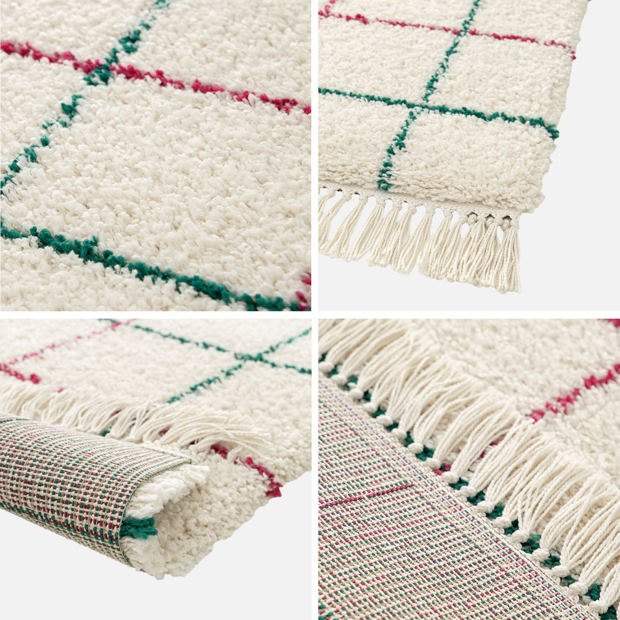 Tapis intérieur shaggy motif quadrillage multicolore avec franges Edward 160x230cm