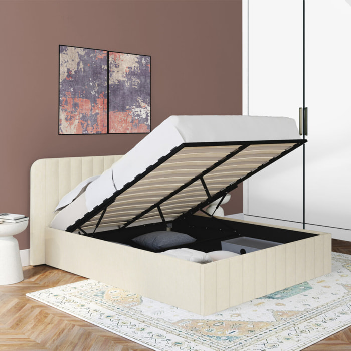 Lit coffre Valentina 160x200cm tissu bouclette