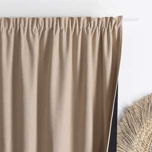 Rideau thermique phonique et semi occultant à galons fronceurs KONFOR - Beige