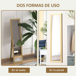 Espejo de Cuerpo Entero 37x155 cm Espejo de Pie Espejo de Pared Forma Rectangular con Marco de Madera Decorativo para Salón Dormitorio Pasillo Roble