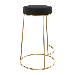 Tabouret de bar mi-hauteur Kendal en velours noir 63 cm (lot de 2)