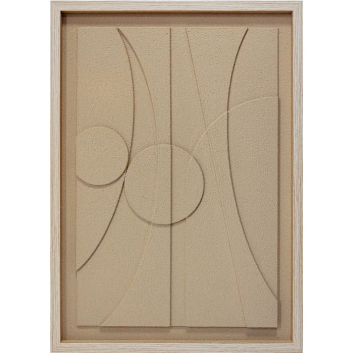 Cuadro Curves resina 3D texturizado beige 70x50x4 cm