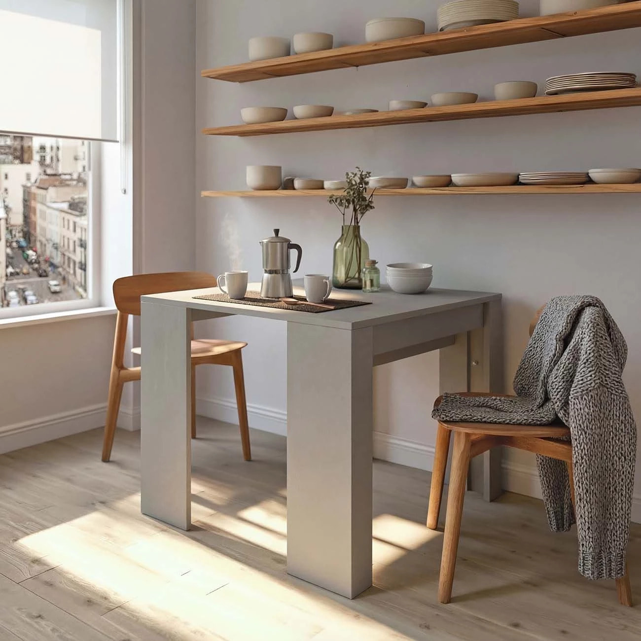 Mesa consola extensible Denis en cemento 50-235 cm Cemento