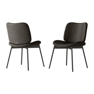 SET DI 2 SEDIE MAKO - STRUTTURA GRIGIO CARBONE, PELLE TESTA DI MORO