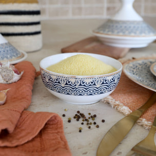 Lot de 6 coupelles en porcelaine bleue 12cm BYZANCE