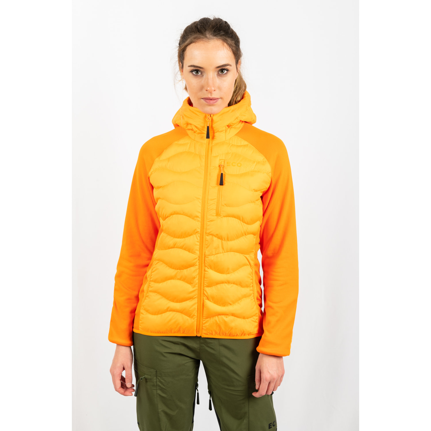 Chaqueta ECOActive Hybrid Insulated Jacket with cap Women dela marca ECOON - Naranja