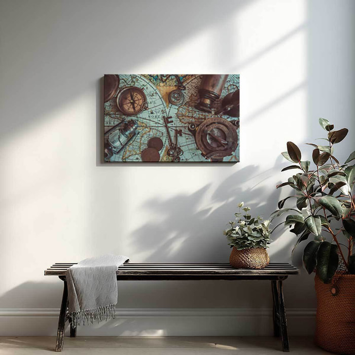 Tableau carte vintage explorateur Toile imprimée