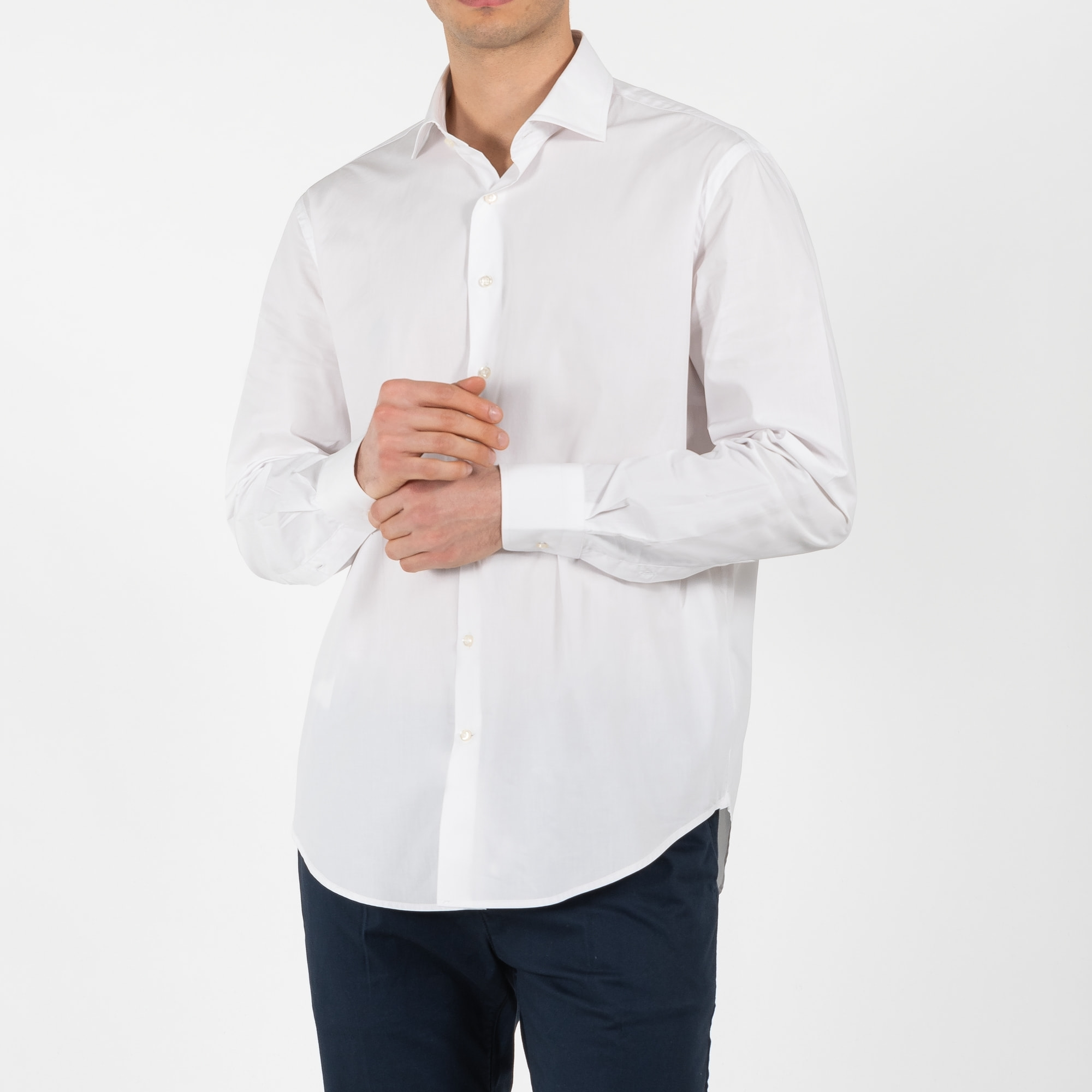 Camicia popeline collo francese regular fit