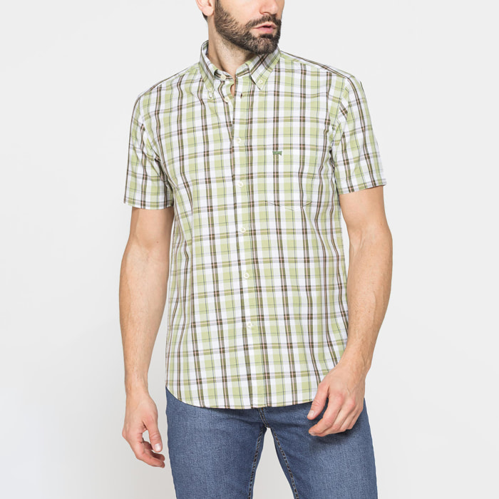 CAMICIA A MANICA CORTA IN COTONE CON FANTASIA