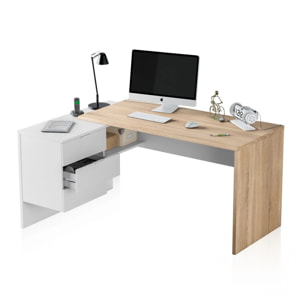 Mesa de escritorio Work Blanco Artik (Blanco Mate) - Roble Canadian