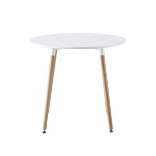 Table à manger ronde Ø80cm et 2 chaises blanches scandinaves - Hedvig