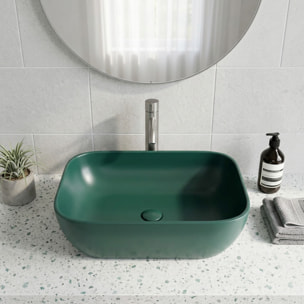 Vasque à poser 45,5 x 32,5 cm - vert foncé mat - sans trop-plein - SAT Infinitio