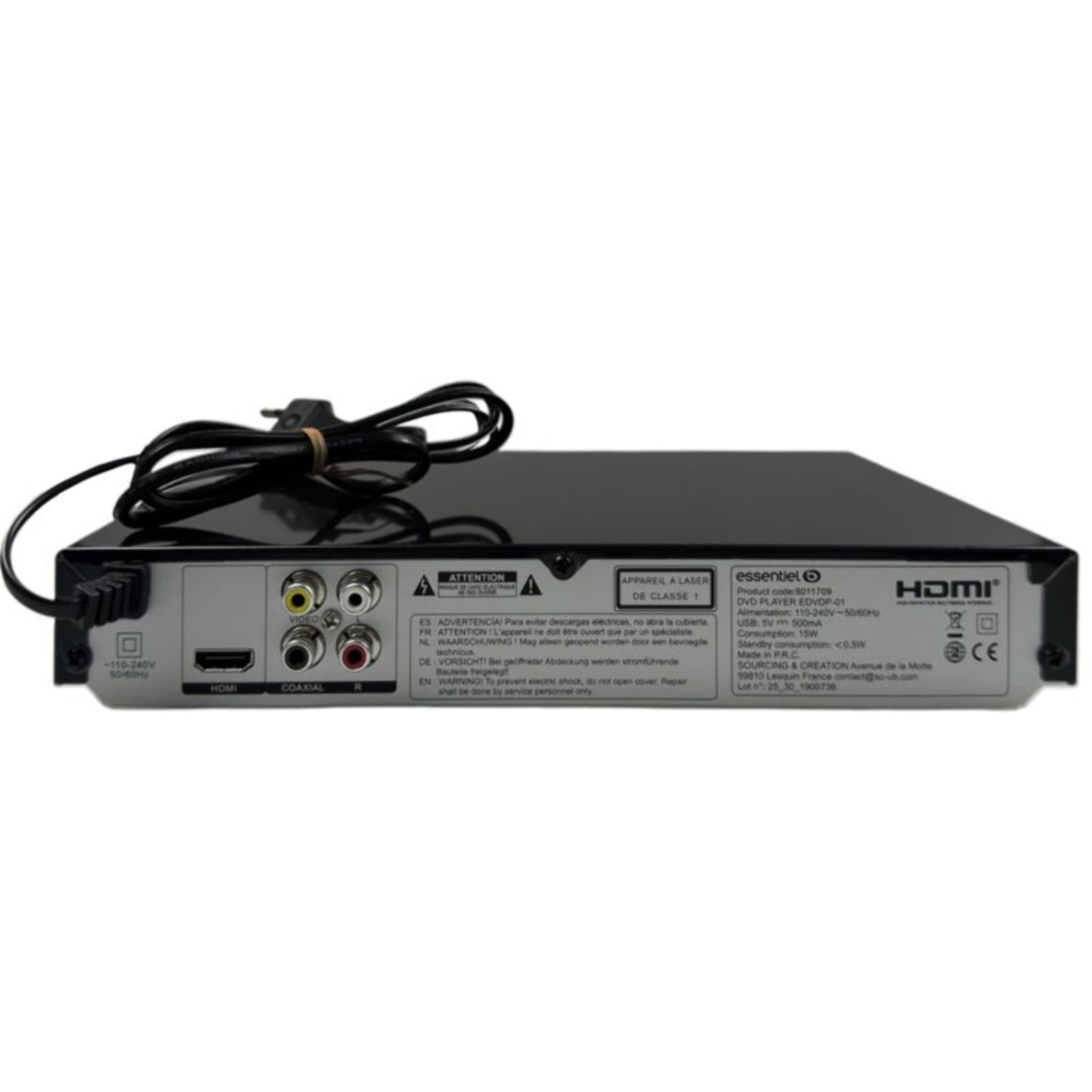 Lecteur DVD ESSENTIELB Color Noir 2