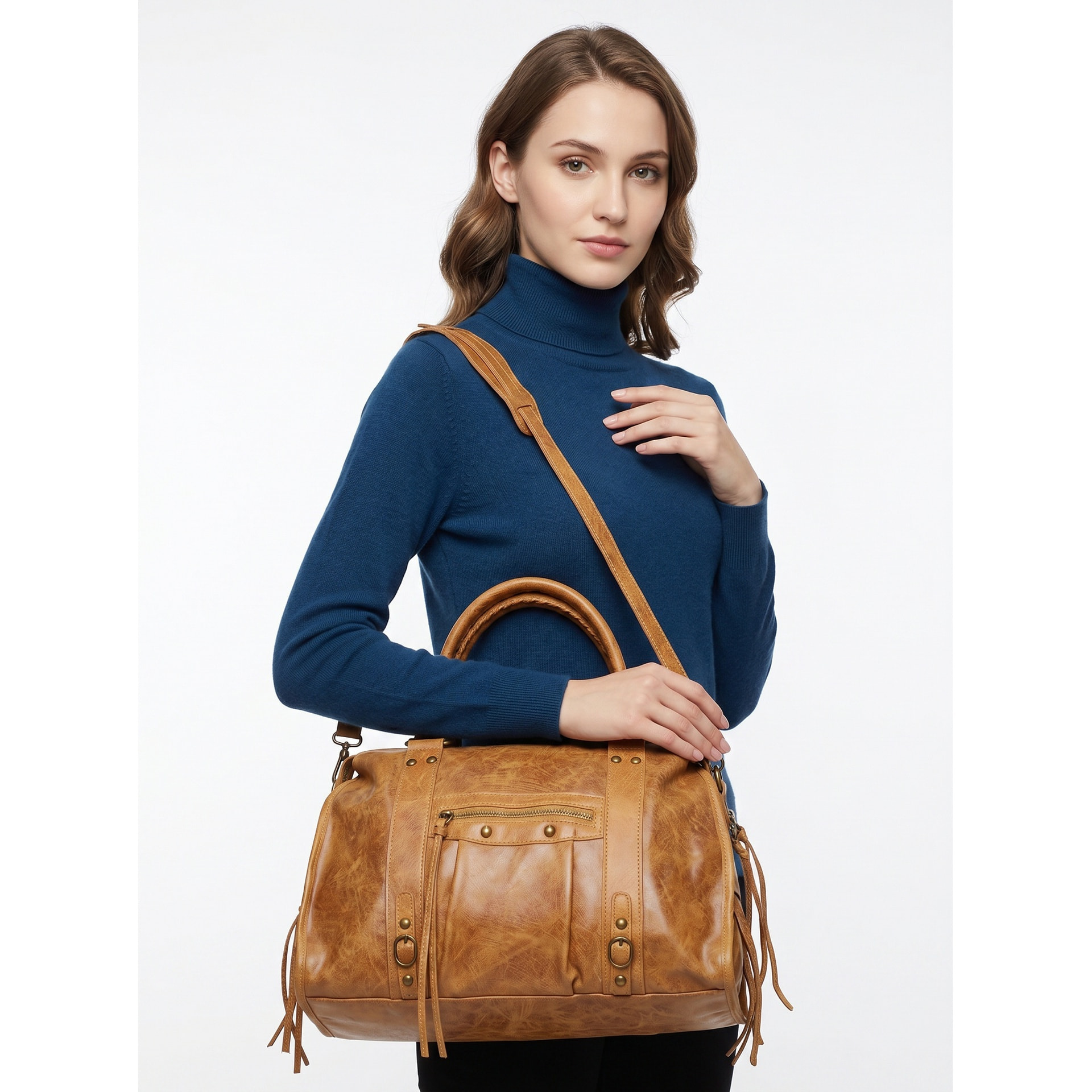 Borsa a spalla da donna - Modello Clara - Vera pelle - 41.0 x 28.0 x 13.0 cm