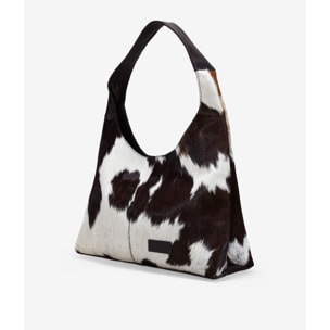 Bolso de hombro de piel con pelo efecto vaca