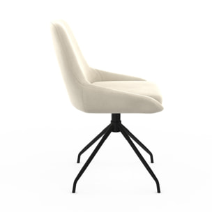 Chaises Olivia pivotantes en velours et pieds métal - Crème