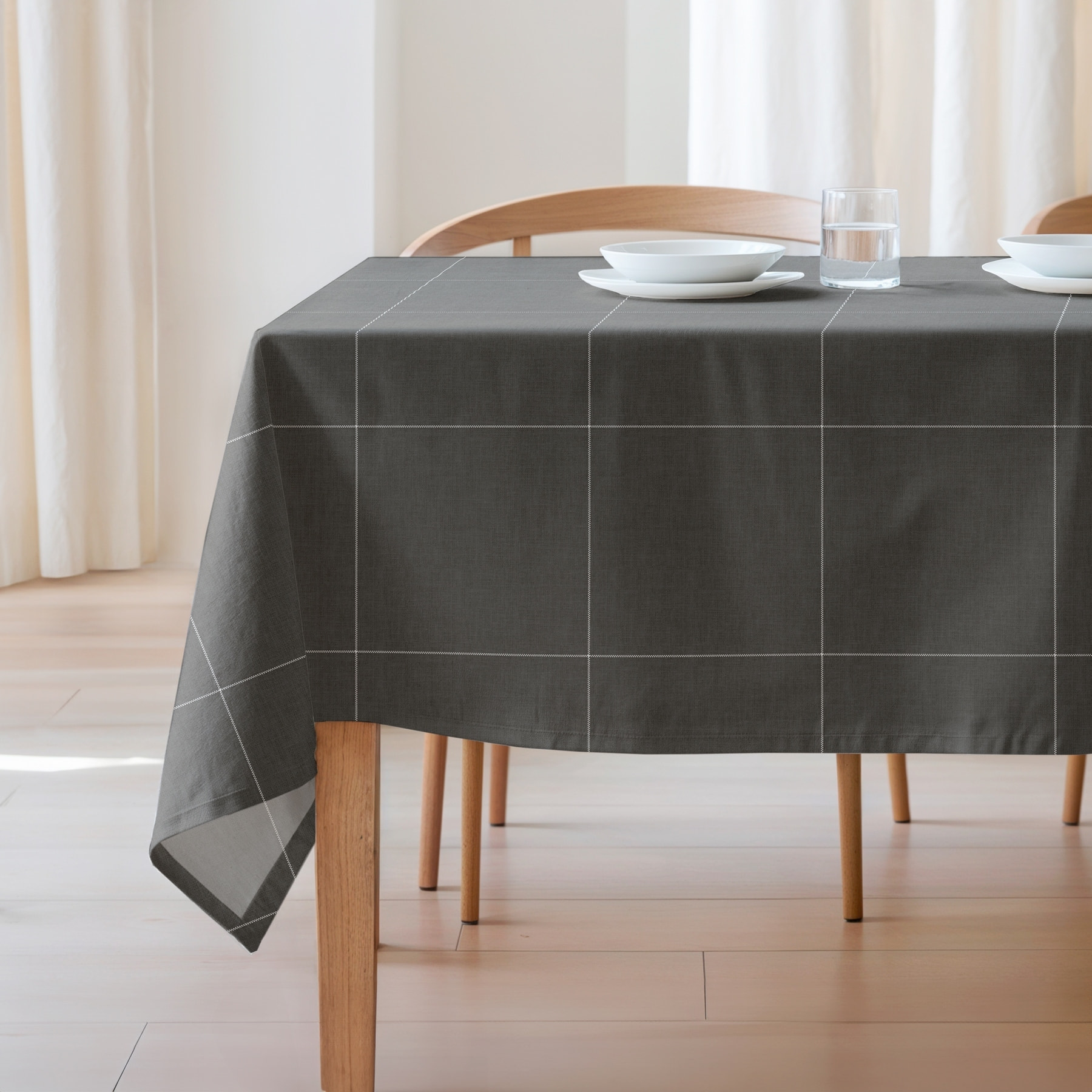 Mantel estampado antimanchas LAO ANTRACITA