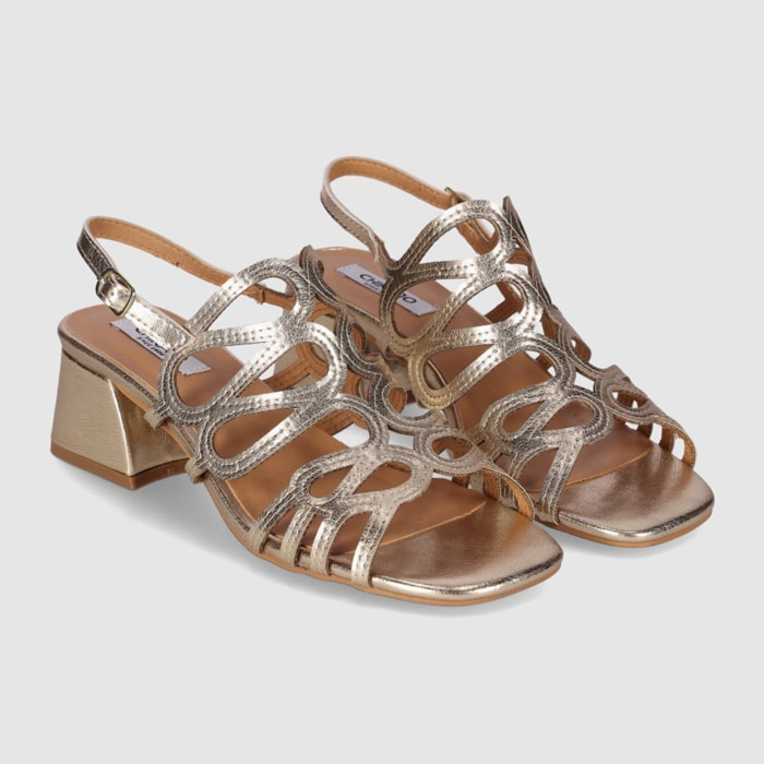 Sandalias - Oro - Tacón: 5 cm