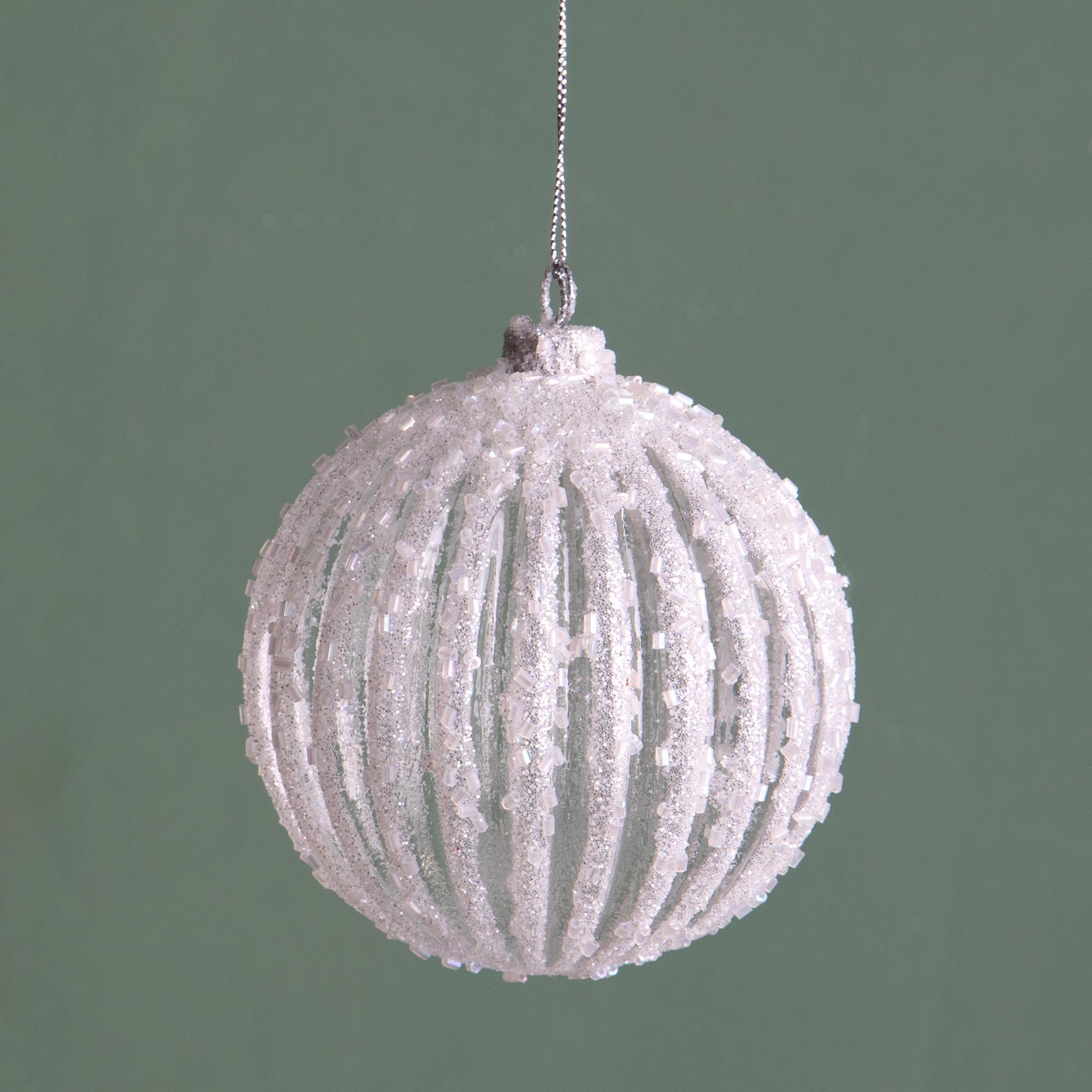 Sfera Riga con Ice - Pezzi 6 - Colore Bianco - 8x8Hx8cm - Bianchi Dino