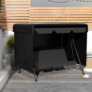 Funda Balancín Jardín, Funda Columpio Jardín Exterior, Cubierta de Columpio con Cremallera, Impermeable, 215x155x150 cm, Negro