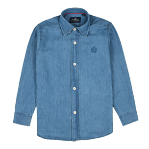 Camicia denim con ricamo logo