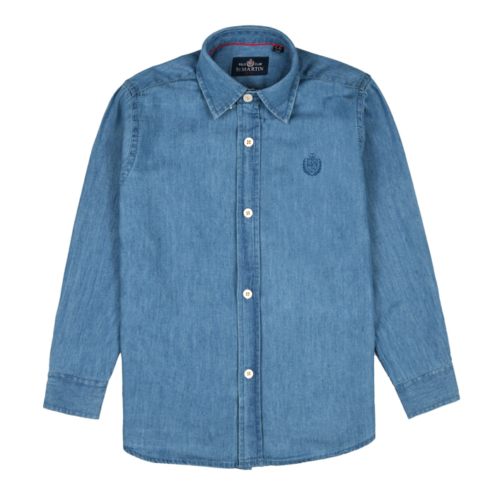 Camicia denim con ricamo logo