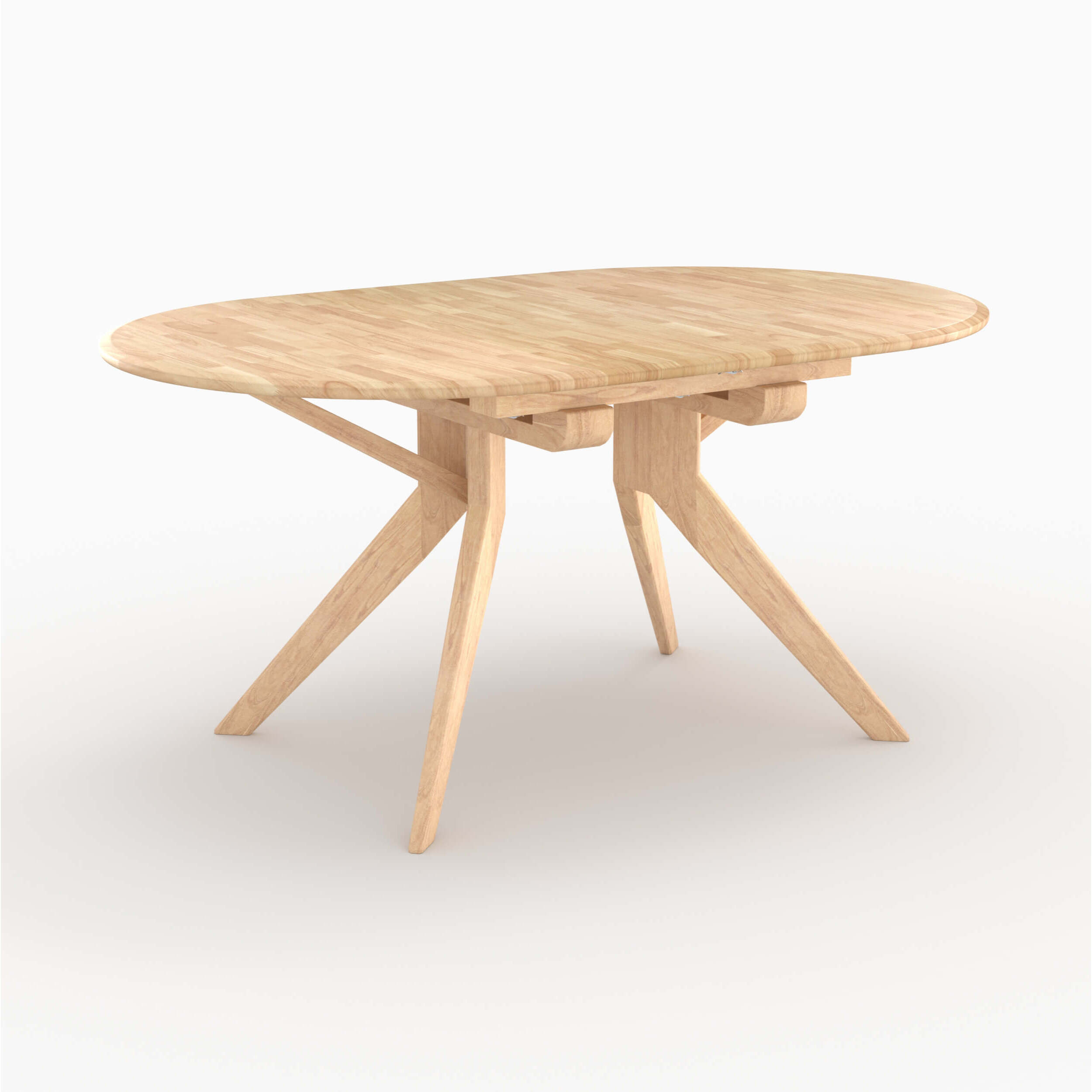 Table extensible en bois d'hévéa massif clair 6 à 10 personnes - Oli