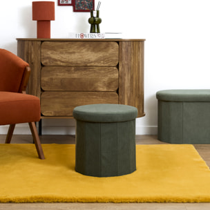 Coffre Pouf Pliable - HOME DECO FACTORY - Jules - Côtelé - Vert