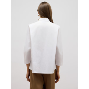 Oltre - Camicia oversize in cotone con pizzo - Bianco