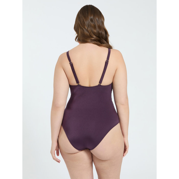 Fiorella Rubino - Costume intero con borchie e dettaglio cut out - Bordeaux