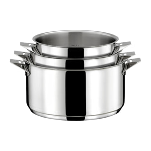 Eclipse - Eclipse - Juego de 7 piezas - Cacerolas de 16, 18 y 20 cm, 3 tapas y asa extraíble