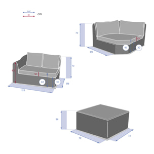 Salon d'angle de jardin 5 places Mooréa en aluminium et résine tressée